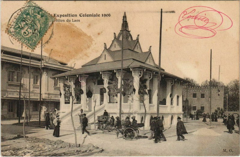 Carte postale ancienne Marseille Expo 1906 Pavillon du Laos à Marseille