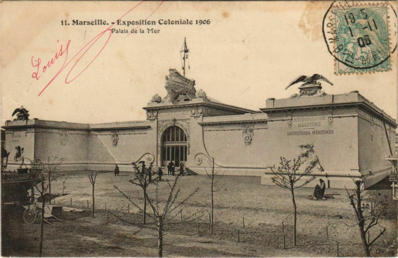 Carte postale ancienne Marseille Expo 1906 Palais de la Mer à Marseille