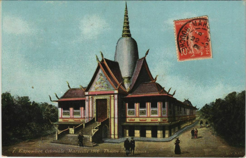 Carte postale ancienne Marseille Expo 1906 Theatre indochinois à Marseille