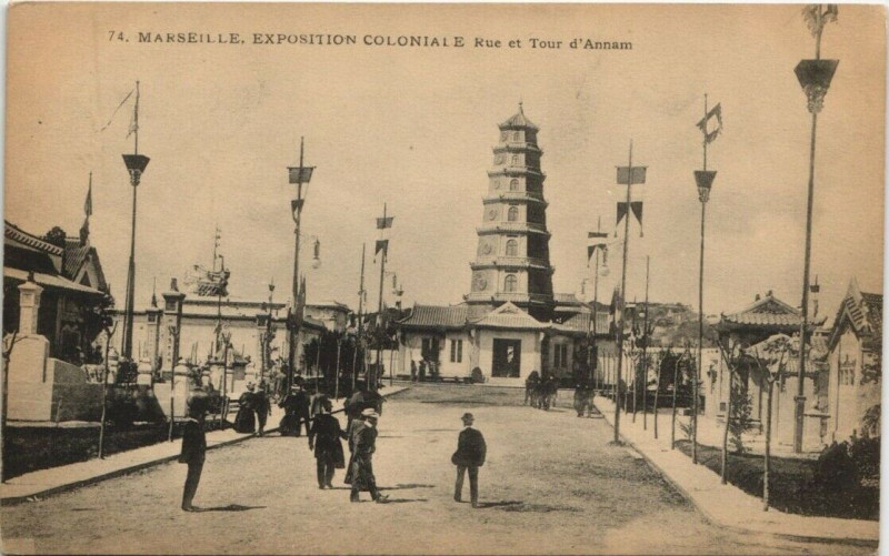 Carte postale ancienne Marseille Expo 74 Rue et Tour d'Annam à Marseille
