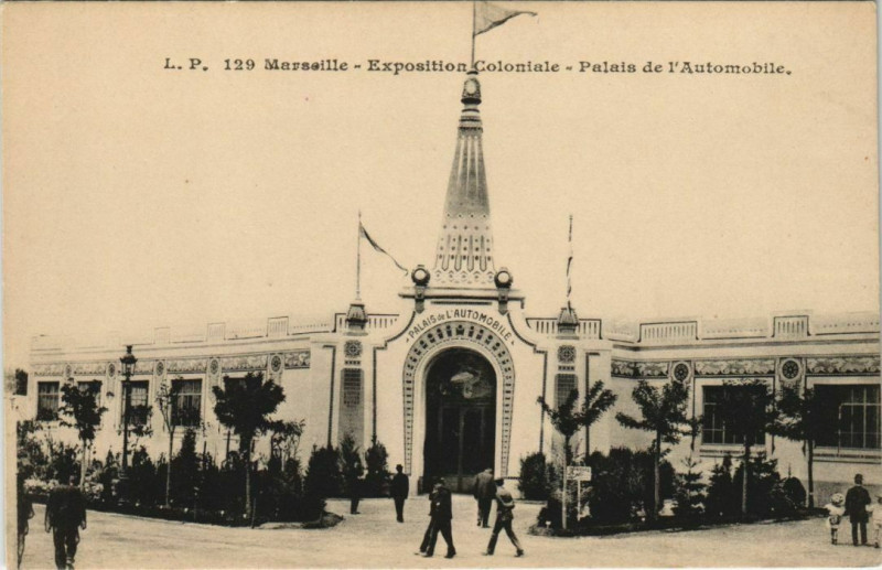 Carte postale ancienne Marseille Expo 129 Palais de l'Automobile à Marseille