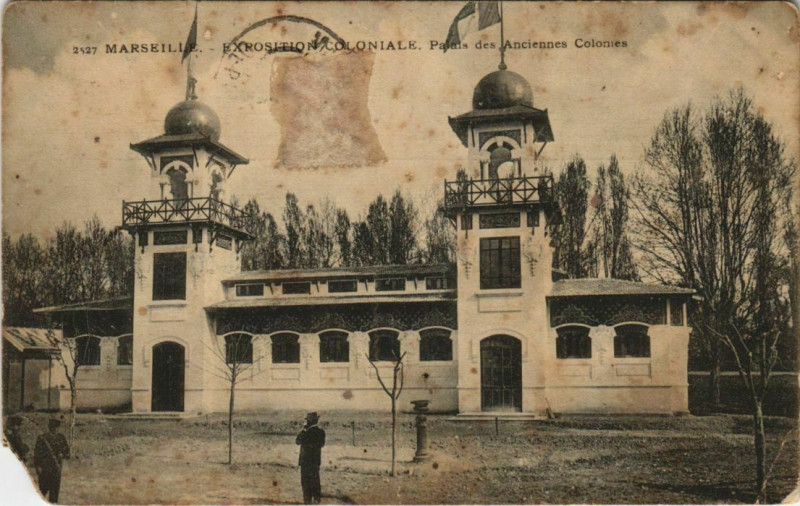 Carte postale ancienne Marseille Expo 2527 Palais des Anciennes Colomes à Marseille