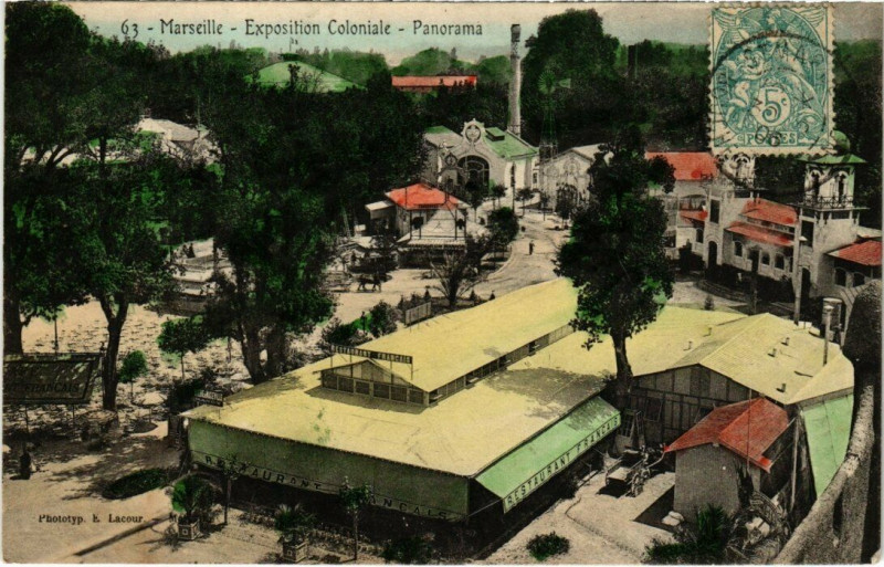 Carte postale ancienne Marseille - Expo Coloniale - Panorama à Marseille