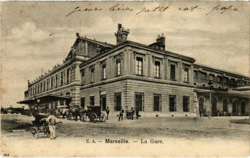 Carte postale ancienne Marseille - La Gare à Marseille