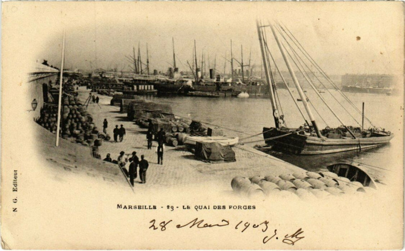 Carte postale ancienne Marseille - Le Quai des Forges à Marseille