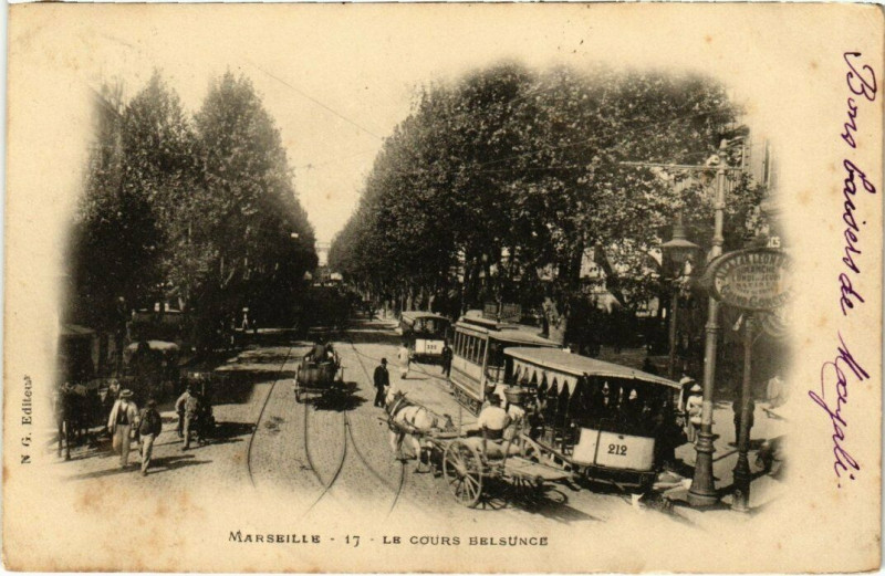 Carte postale ancienne Marseille - Le Cours Belsunce à Marseille