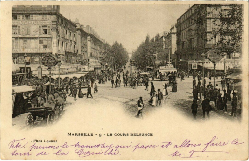 Carte postale ancienne Marseille - Le Cours Belsunce à Marseille