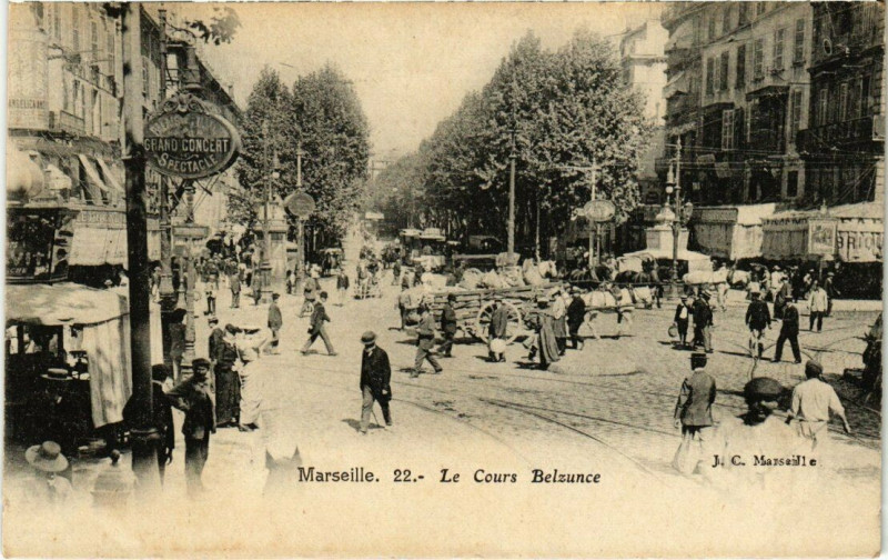 Carte postale ancienne Marseille - Le Cours Belzunce à Marseille