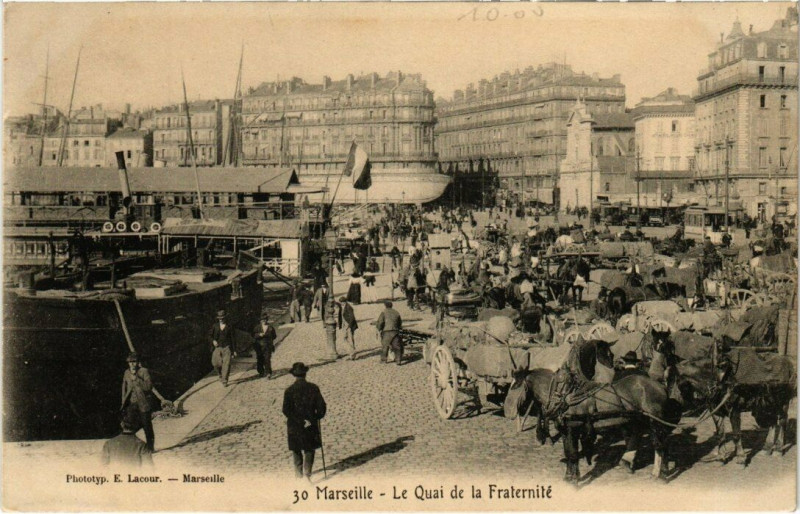Carte postale ancienne Marseille - Le Quai de la Fraternite à Marseille
