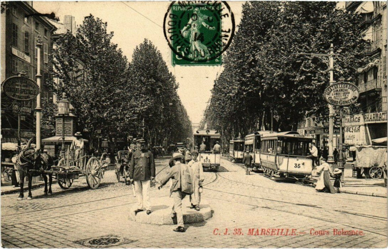 Carte postale ancienne Marseille - Cours Belzunce à Marseille