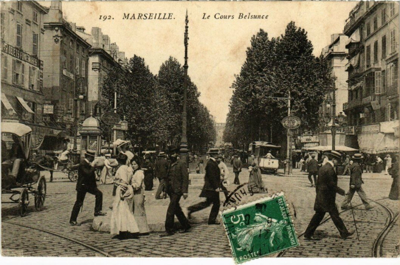 Carte postale ancienne Marseille - Le Cours Belsunce à Marseille