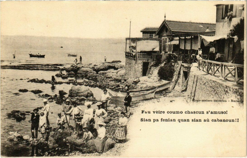 Carte postale ancienne Marseille - Fau veire coumo chascun s'amuso! à Marseille