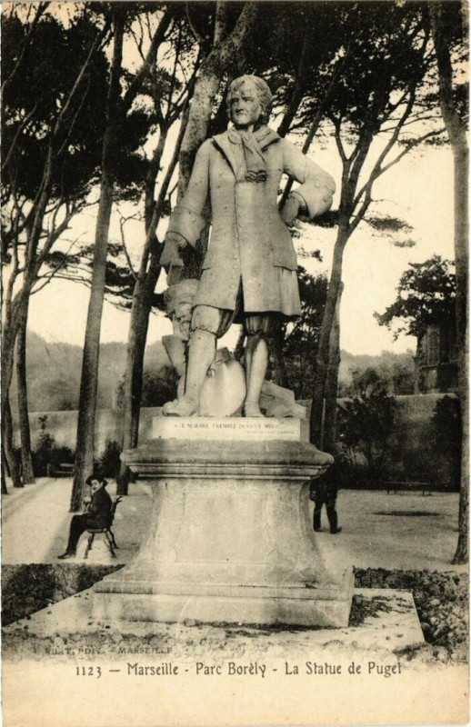 Carte postale ancienne Marseille - Parc Borely - La Statue de Puget à Marseille
