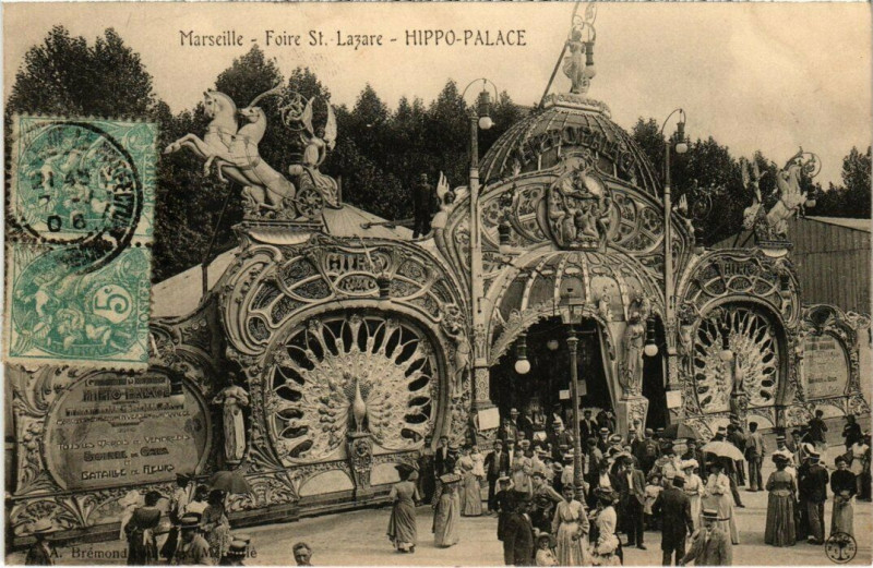 Carte postale ancienne Marseille - Foire St-Lazare - Hippo-Palace à Marseille