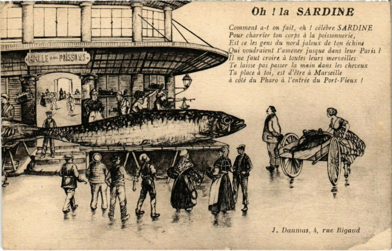 Carte postale ancienne Marseille - Oh ! la Sardine à Marseille