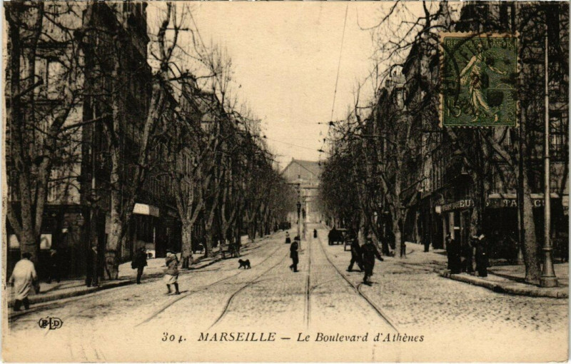 Carte postale ancienne Marseille - Le Boulevard d'Athenes à Marseille