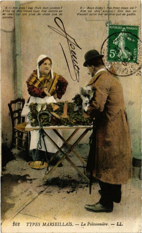 Carte postale ancienne Marseille - Types Marseillais - La Poissonniere à Marseille