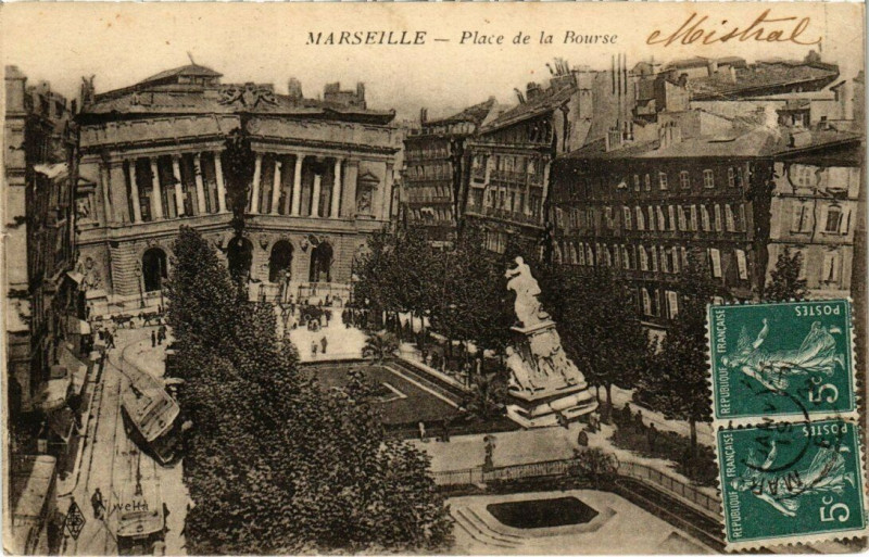 Carte postale ancienne Marseille - Place de la Bourse à Marseille