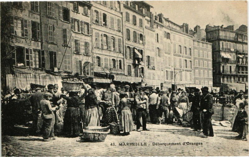 Carte postale ancienne Marseille - Débarquement d'Oranges à Marseille