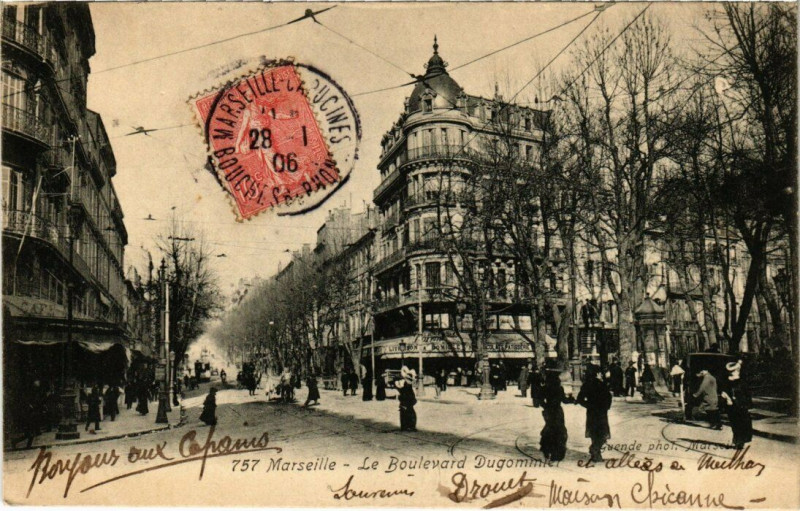 Carte postale ancienne Marseille - Le Boulevard Dugommier à Marseille