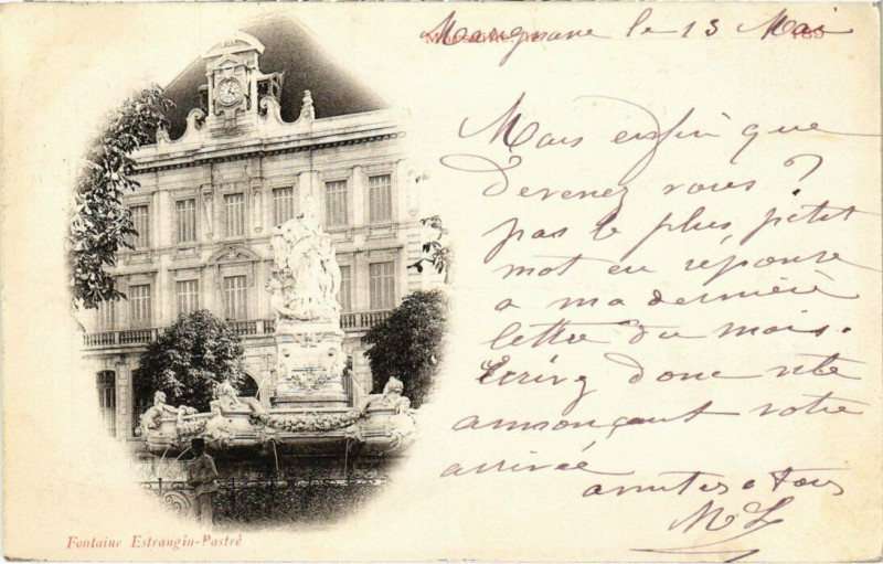 Carte postale ancienne Marseille - Fontaine Estrangin-Pastre à Marseille