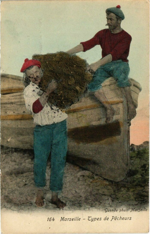 Carte postale ancienne Marseille - Types de pecheurs à Marseille