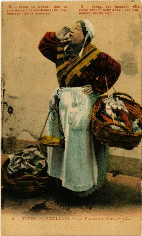 Carte postale ancienne Marseille - Types Marseillais Poissonniere à Marseille