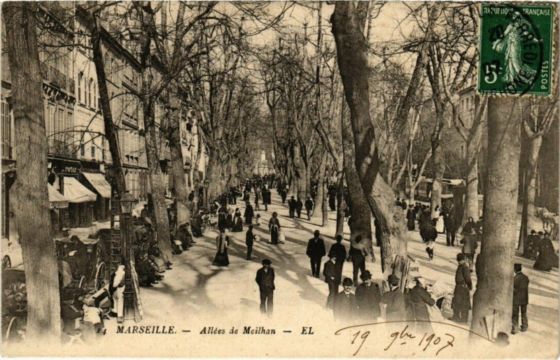 Carte postale ancienne Marseille - Allees de Meilhan à Marseille