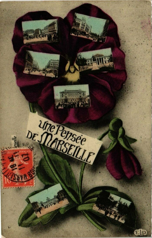 Carte postale ancienne Marseille - Une Pensee de Marseille à Marseille
