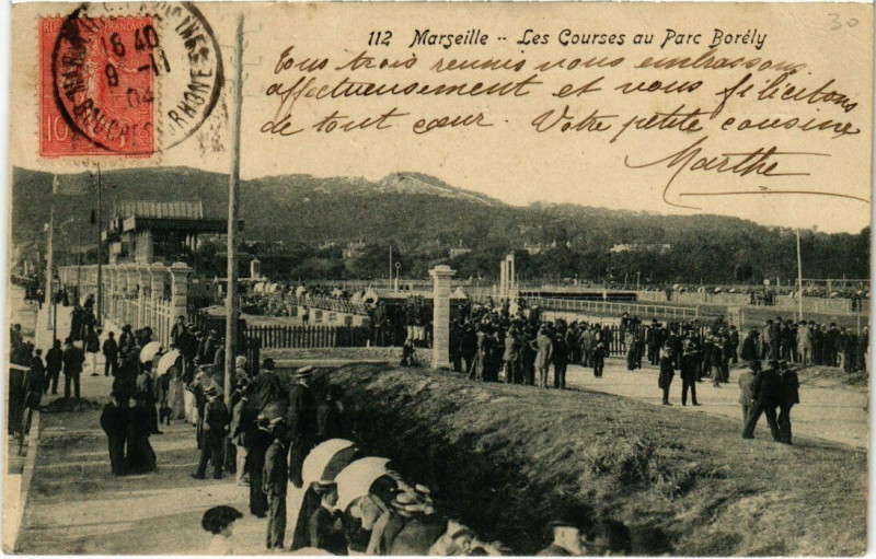 Carte postale ancienne Marseille - Les Courses au Parc Borely à Marseille