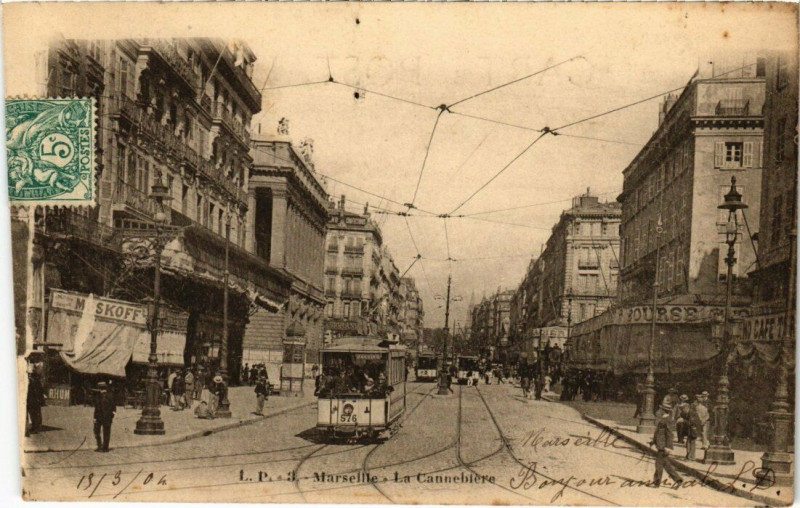 Carte postale ancienne Marseille La Cannebiere à Marseille