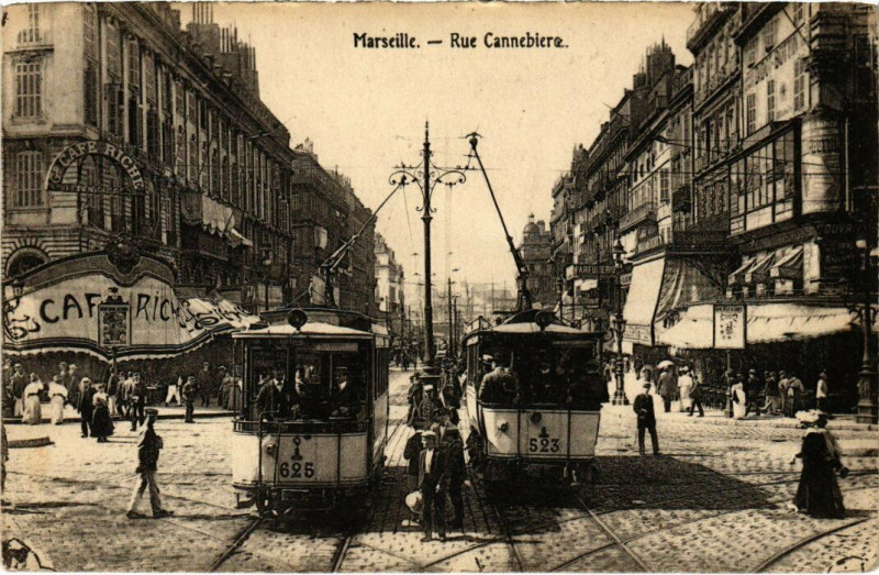 Carte postale ancienne Marseille Rue Cannebiere à Marseille
