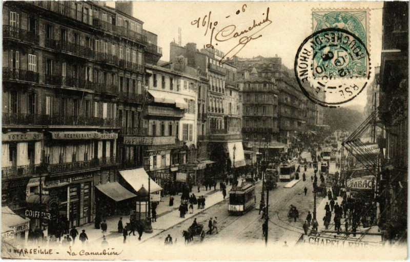 Carte postale ancienne Marseille La Cannebiere à Marseille