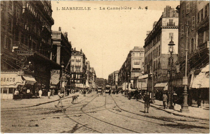 Carte postale ancienne Marseille La Cannebiere à Marseille