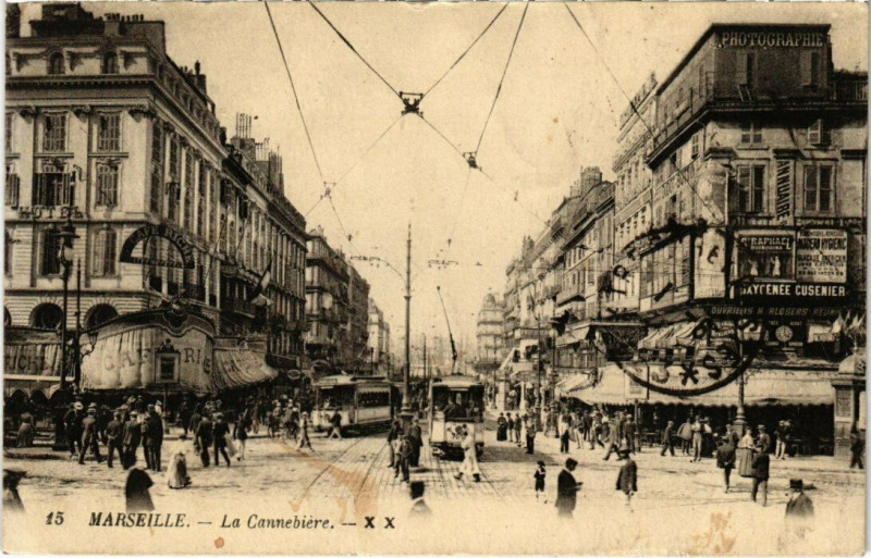 Carte postale ancienne Marseille La Cannebiere à Marseille