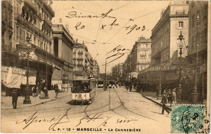 Carte postale ancienne Marseille La Cannebiere à Marseille