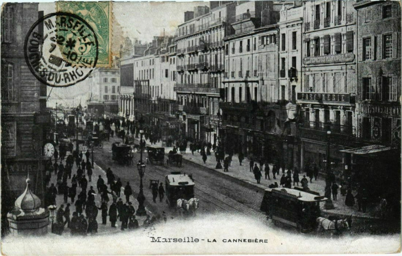 Carte postale ancienne Marseille La Cannebiere à Marseille