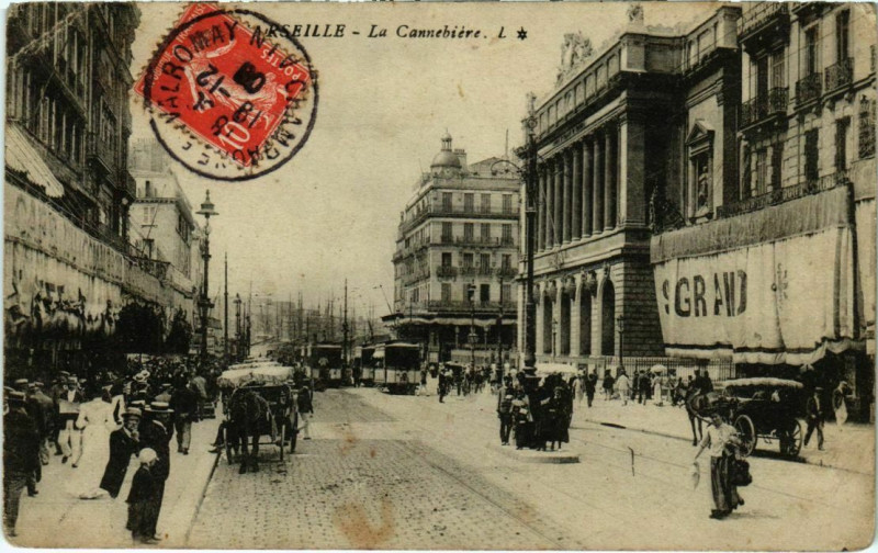 Carte postale ancienne Marseille La Cannebiere à Marseille