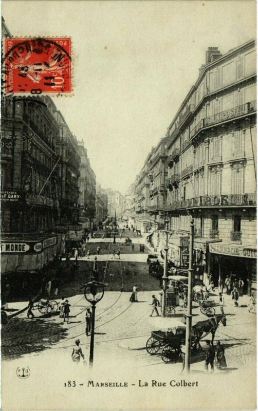 Carte postale ancienne Marseille La Rue Colbert à Marseille