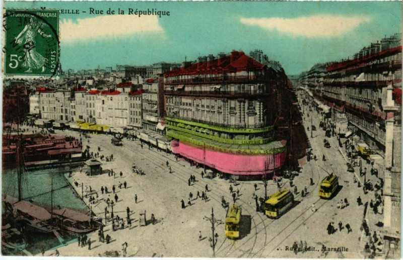 Carte postale ancienne Marseille Rue de la Republique à Marseille
