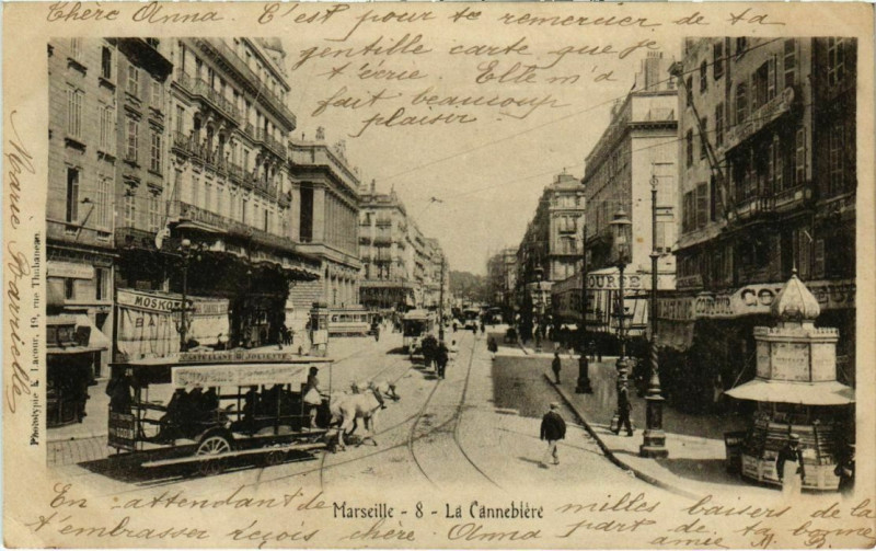 Carte postale ancienne Marseille La Cannebiere à Marseille