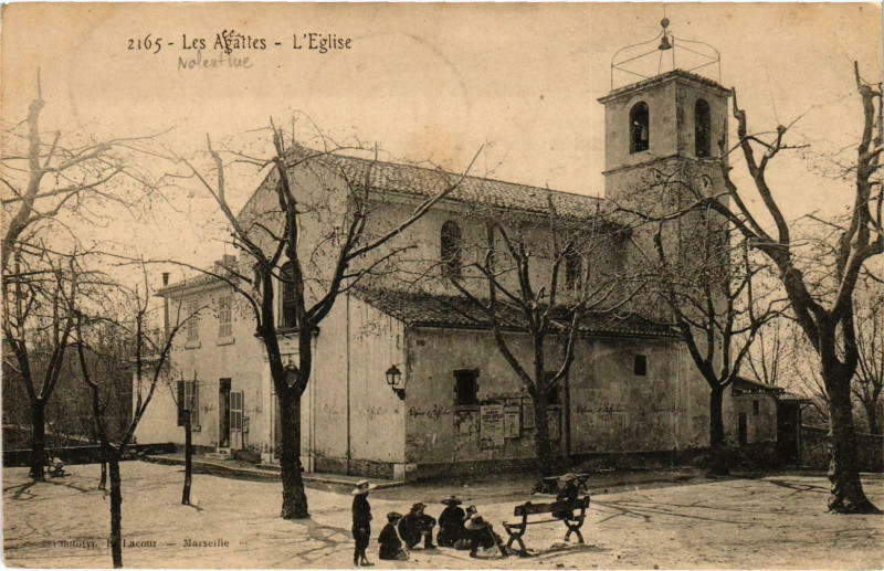 Carte postale ancienne Les Agattes - L'Eglise à Marseille 11e Arrondissement