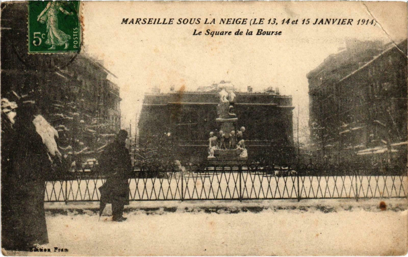 Carte postale ancienne Marseille - Sous La Neige (Le 13, 14 et 15 Janvier 1914) à Marseille