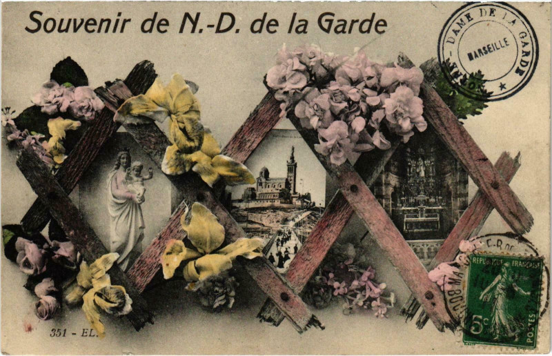 Carte postale ancienne Marseille - Souvenir N.-D. de la Garde à Marseille