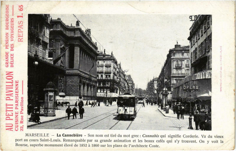 Carte postale ancienne Marseille - La Cannebiere à Marseille