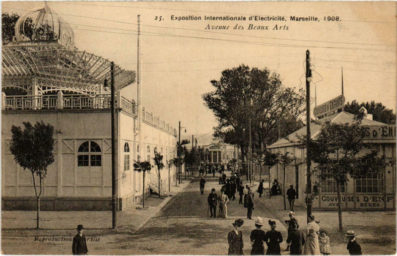 Carte postale ancienne Marseille - Expo. Internationale d'Electricite Avenue à Marseille