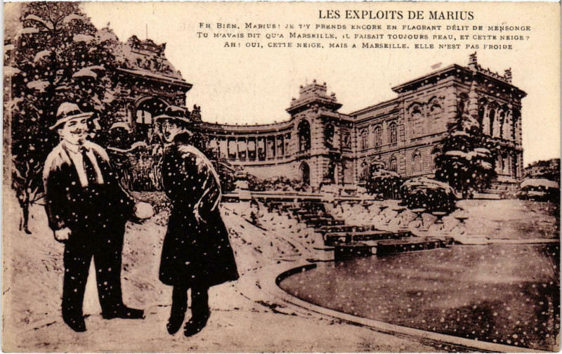 Carte postale ancienne Marseille - Les Exploits de Marius à Marseille