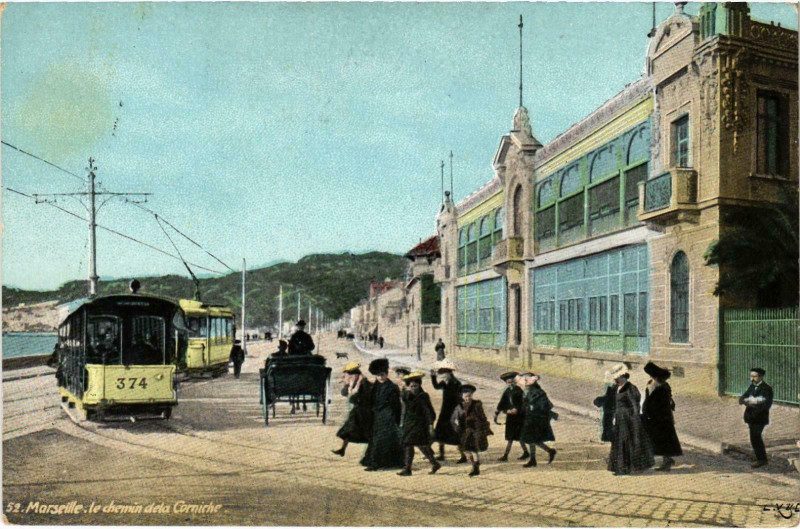 Carte postale ancienne Marseille - Le Chemin de la Corniche à Marseille