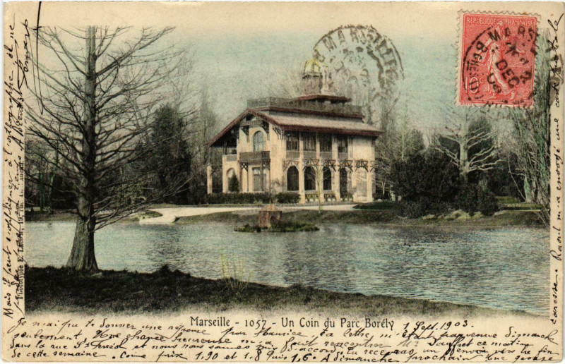 Carte postale ancienne Marseille - Un Coin du Parc Borely à Marseille