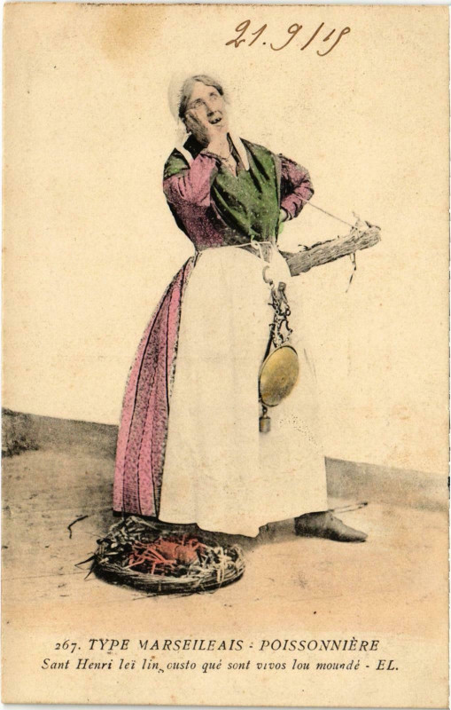 Carte postale ancienne Marseille - Types Marseillais Poissoniere à Marseille